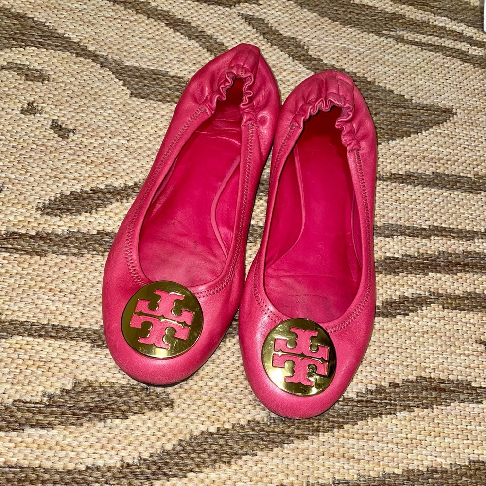 Tory Burch Minnie ballet flat pink/gold size 8.5